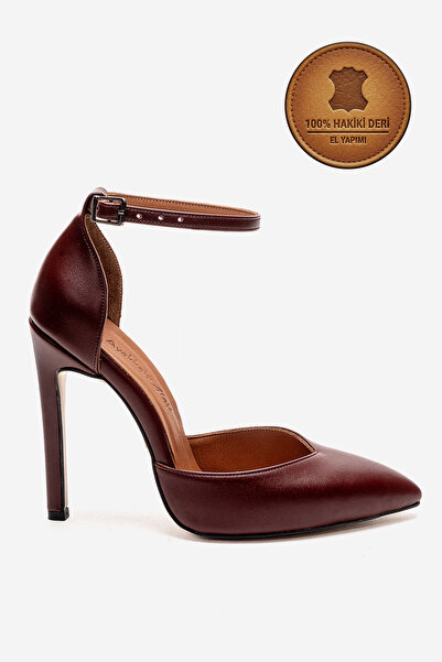 Ayakkabı Ateşi Γνήσιο δέρμα μπορντό, δερμάτινα παπούτσια με μυτερή μύτη και ψ...