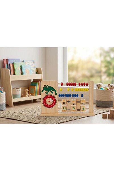 Tıfıl Toys Ahşap Matematik Numaratörlü Abaküsü Renkli Sayı Boncuklu İşlemli E...