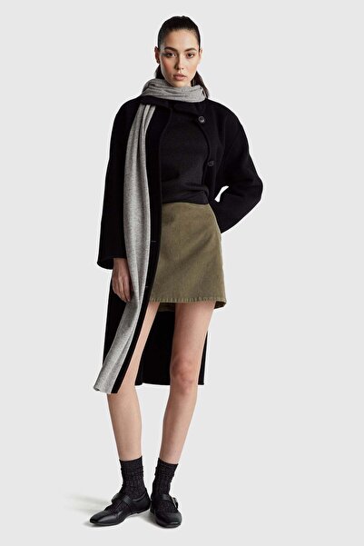 United Colors of Benetton Black Mixed Fabric Tie-Waist Crew Neck Sweater Mode...