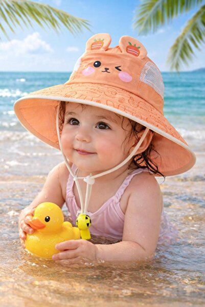 Wearflawless Dječja podesiva kapa za plažu sa kopčom, dječja kapa za plažu, d...