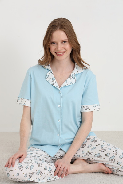 ELİTOL Cotton Women's Buttoned Pajama Set