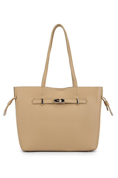 Tamer Tanca Women's Faux Leather Taupe Shoulder Bag