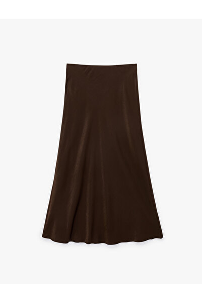 Koton Standard Waist A-Line Midi Satin Skirt