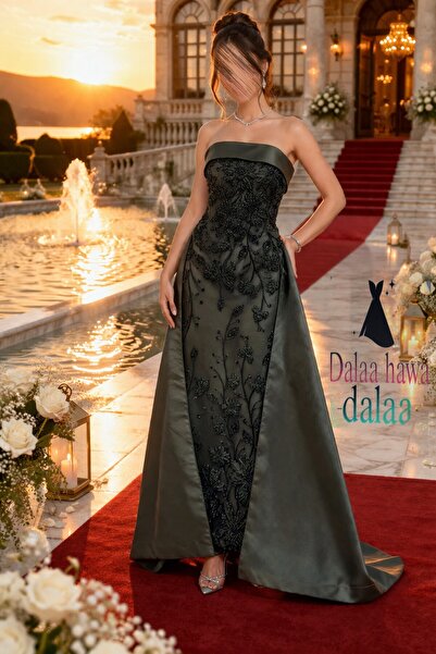 dalaa فستان سهره ميكادو لون زيتي