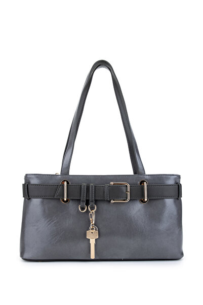 Tamer Tanca Women's Faux Leather Gray Shoulder Bag