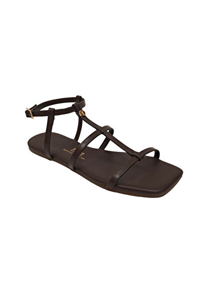 Tkees Sandale Gladiator maro, elegante, casual, cu vârf pătrat, pentru femei