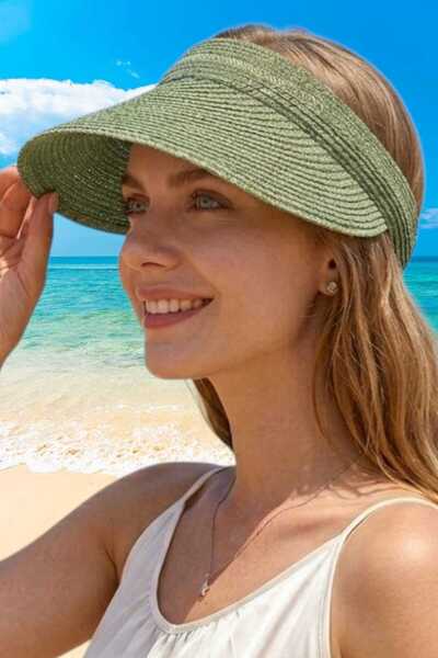 Uniquetrenders Γυναικείο καλοκαιρινό ψάθινο καπέλο με φαρδύ γείσο, αναδιπλούμ...