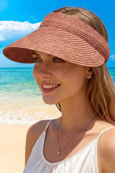 Uniquetrenders Γυναικείο καλοκαιρινό ψάθινο καπέλο με φαρδύ γείσο, αναδιπλούμ...