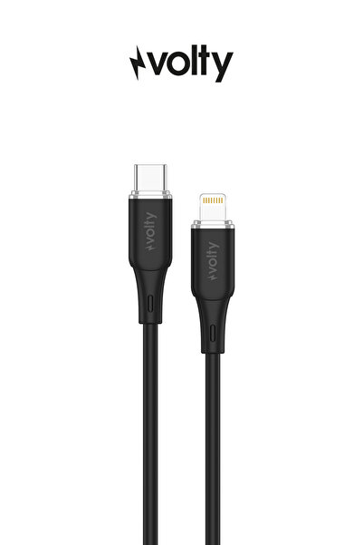 Volty Type-C to Lightning iPhone Şarj Kablosu | 30W PD Hızlı Şarj, 480Mbps, 1...
