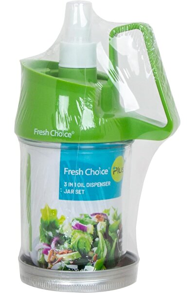 Fresh Choice طقم موزع زيت 3 في 1 سعة 350 مل مع بخاخ زجاجي وملعقة وفرشاة TWES040