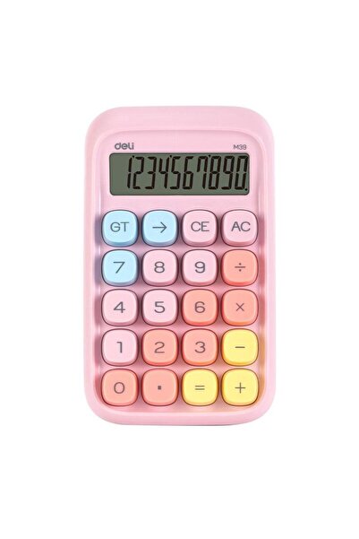 Deli Office Calculator 10 DIG multicolored keys - pink