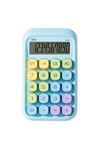 Deli Office Calculator 10 DIG multicolored keys - blue