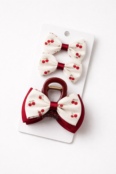 LİNACO Anne Kız Kombin Toka Seti – Çocuk ve Anne Uyumlu Saç Aksesuarı, Kiraz ...