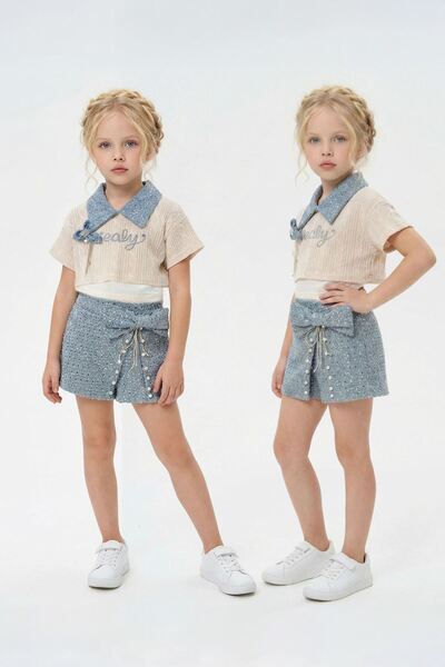 Minigimin Cicileri Miniğimin Cicileri Sealy Yaka Detailed Stoned Shorts Fusta...