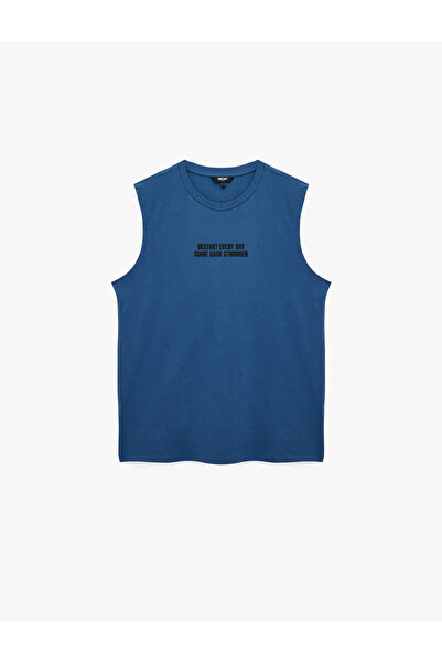 Koton Comfortable Fit Cotton Crew Neck Sleeveless Printed Sports Tank Top