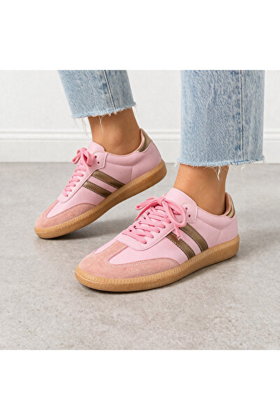 Bitacir Kadın Spor Ayakkabı Pembe Sneaker Bağcıklı Günlük Rahat Kaymaz Taban ...