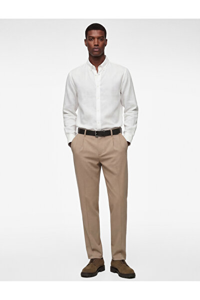 Koton Regular Fit Button-Down Collar Long Sleeve Linen Shirt