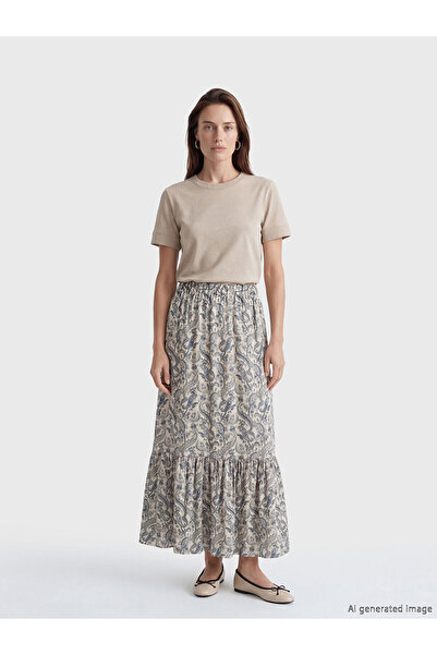 LC Waikiki Nevavm Patterned Ruffle Skirt with Elastic Waist