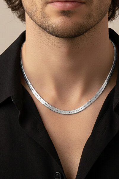 Rua Jewelry Steel Italian Square Crushed Necklace 5 mm Silver Color |   Anti-...