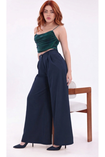 H&A İSTANBUL Women's Extra Wide Leg Flowy Palazzo Pants with Back Elastic - H...