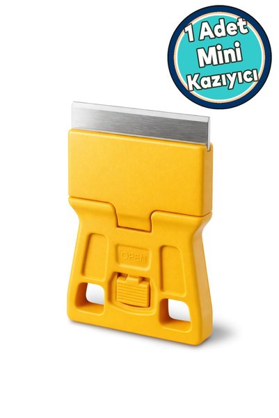 NZB Mini Cam Kazıma Bıçağı Metal Uçlu Sarı Plastik Saplı Bas Çevir Güvenlik B...