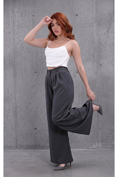 H&A İSTANBUL Women's Extra Wide Leg Flowy Palazzo Pants with Back Elastic - H...