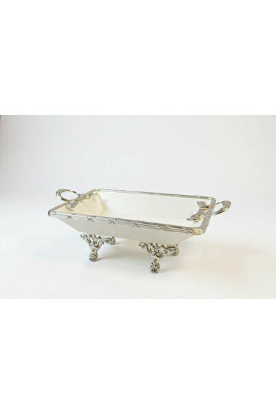 ROY KING طبق تقديم مستطيل أنيق وعميق فضي 20x36x10
