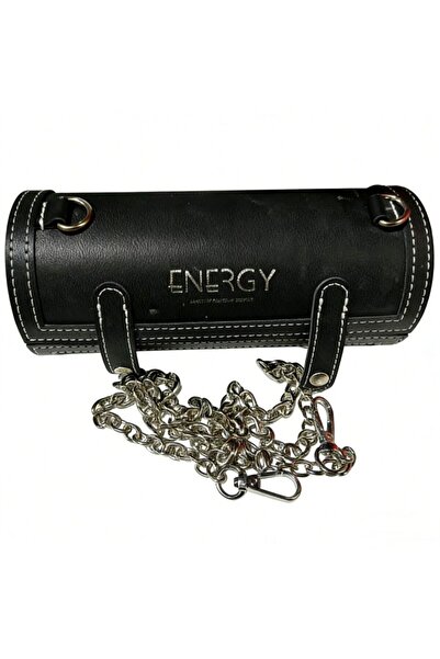Yallabena Cylindrical Black Leather Makeup Brush Organizer with Detachable Chain