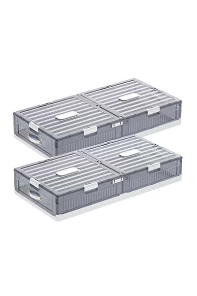 KEKE Pack of 2 Space-Saving Drawer-Style Folding Under Bed Storage Box with W...