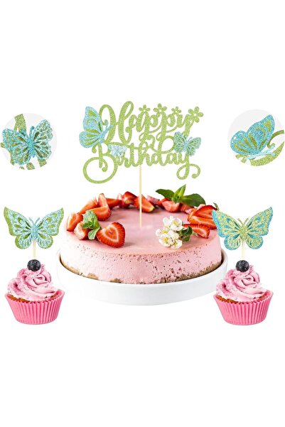Arabest Butterfly Cupcake Toppers, Birthday Cake Decorations with Toothpicks,...