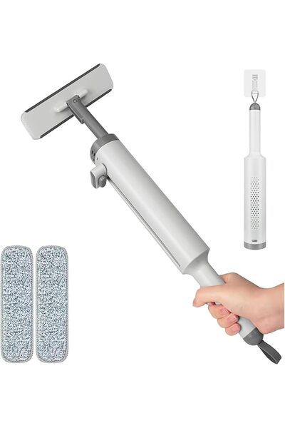 Arabest Portable Self-Squeeze Mini Mop with Rotatable Head, 2 Microfiber Pads...