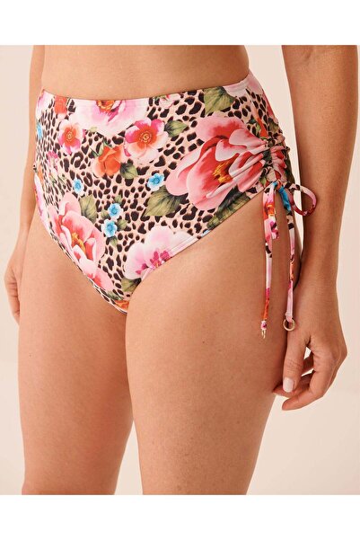 La Vie en Rose FLORAL LEOPARD Side Tie High Waist Bikini Bottom