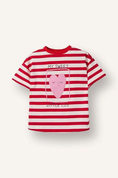 DeFacto Striped Combed Cotton T-Shirt Baby Girl H4853A526Sm