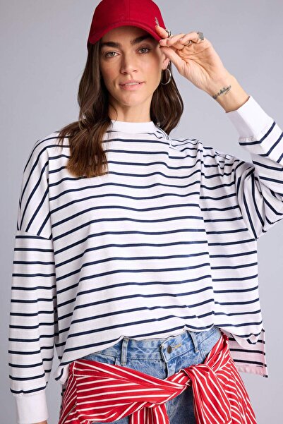 DeFacto Tricou supradimensionat din bumbac cu dungi H7385AX26SP