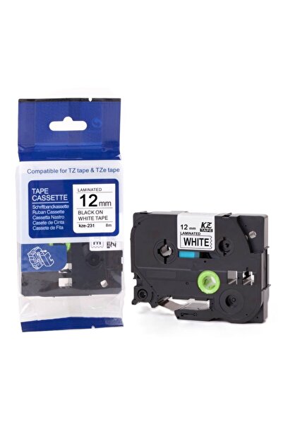 Generic شريط ملصقات TZe-231 مقاس 12 مم × 8 متر - شريط أسود على خلفية بيضاء مغ...