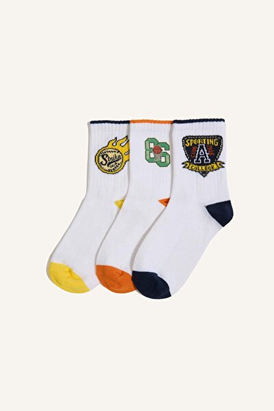 DeFacto Комплект от 3 чифта памучни дълги чорапи за момчета G2043A8NS