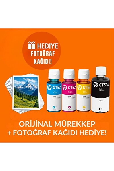 HP GT51XL - 52 4 RENK ORJINAL MÜREKKEP KARTUŞU SETİ (4 ADET) 4 X 70 ml GT5810...
