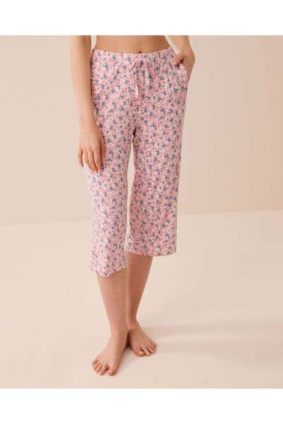 La Vie en Rose بيجامة كابريس من الجيرسيه الناعم بطبعة بلوم آند بيري