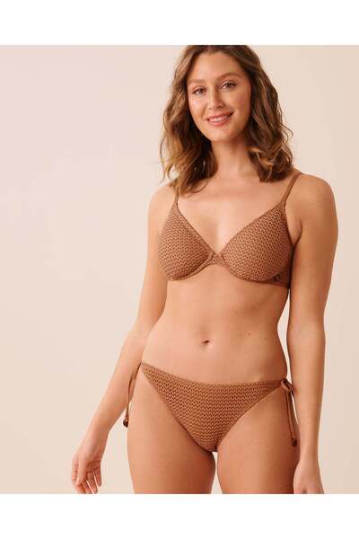 La Vie en Rose ICED MOCHA Crochet Plunge Bikini Top