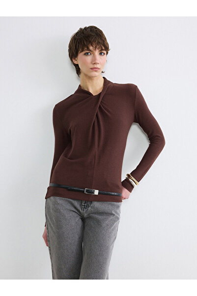 LC Waikiki Peak New Season Stand Collar Gathered Blouse