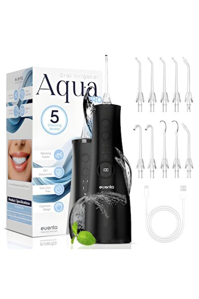 ewenta Irigator Bucal Ewenta® AQUA PRO, 5 Programe, 1400 pulsatii, 2500mAh, D...