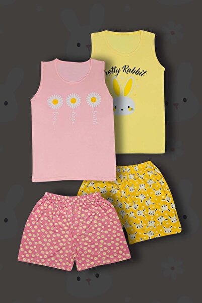 GRI MOR TEKSTIL 2-Piece Women's Cotton Sleeveless Shorts Pajama Set