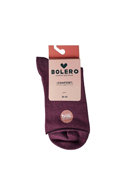 Bolero Kadın Roll Top Lastiksiz Pamuk Çorap Mor