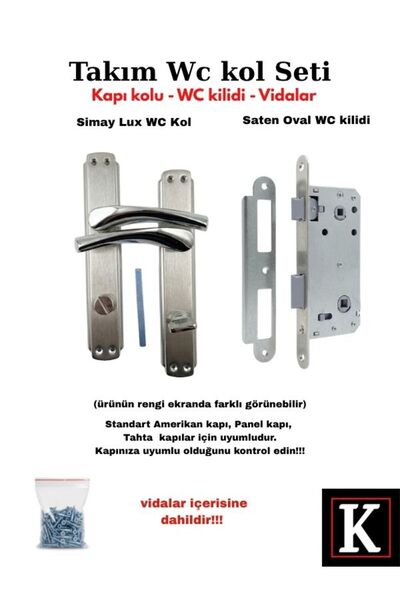 GenelTedarik Lux Serisi Saten Banyo/WC Kapı Kolu Ve Saten Oval Kilit Seti