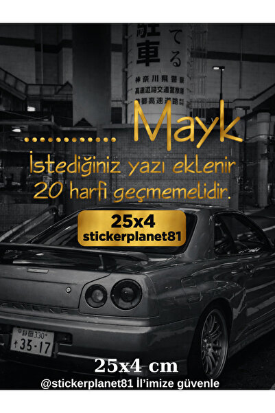 AlpiLeo Kişiye Özel Yazılı Mayk Sticker 25x4 cm – Motor Oto Cam Yazı Dekor Fo...