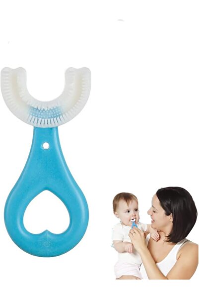 Arabest فرشاة أسنان تدريبية على شكل حرف U للأطفال، بشعيرات سيليكون للأعمار من...