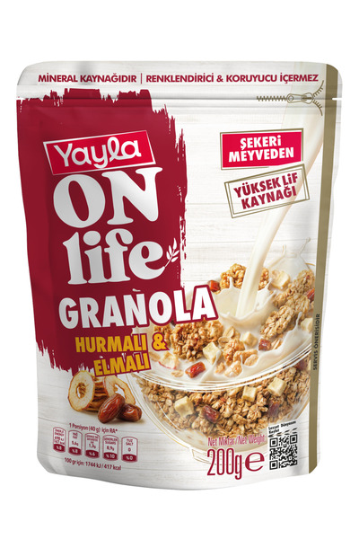 Yayla ON LİFE GRANOLA HURMALI&ELMALI 200 GR