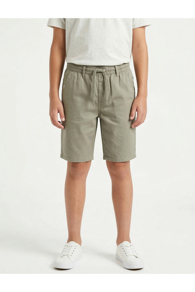 ruff Boys Cotton Shorts – Olive Casual Shorts with Drawstring Waist