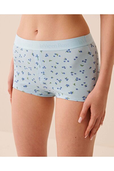 La Vie en Rose Cotton and Logo Elastic Band High Waist Boyshort Panty