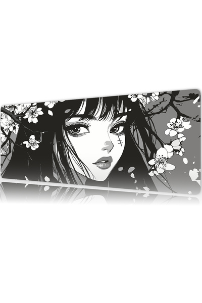 urzuva Mono Sakura Gaming Oyuncu XL Mouse Pad Mousepad 80X30 cm 3Mm Dikişli M...